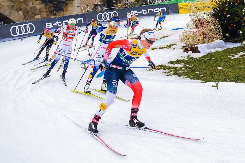 Mathilde Myhrvold på teamsprinten under verdenscupen i Dresden 19. desember.