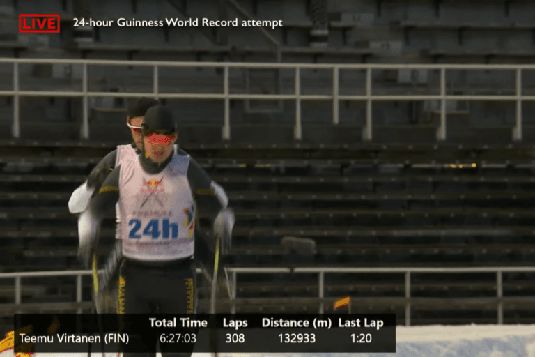 Verdensrekordforsøk på Stockholm Stadion avbrutt etter 12 timer og 225 kilometer.