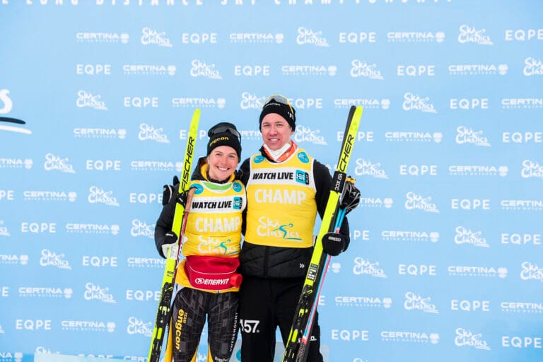 Ida Dahl og Emil Persson beholder de gule trøyene etter helgens runde i Ski Classics