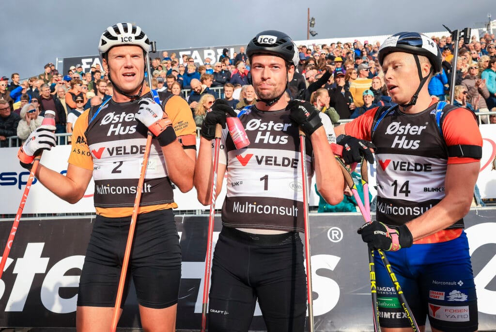 Norsk storeslem på supersprinten under Blink i Sandnes i 2023: Vetle Sjåstad Christiansen, Sturla Holm Lægreid og Jørgen Sæter gjorde rent bord. 