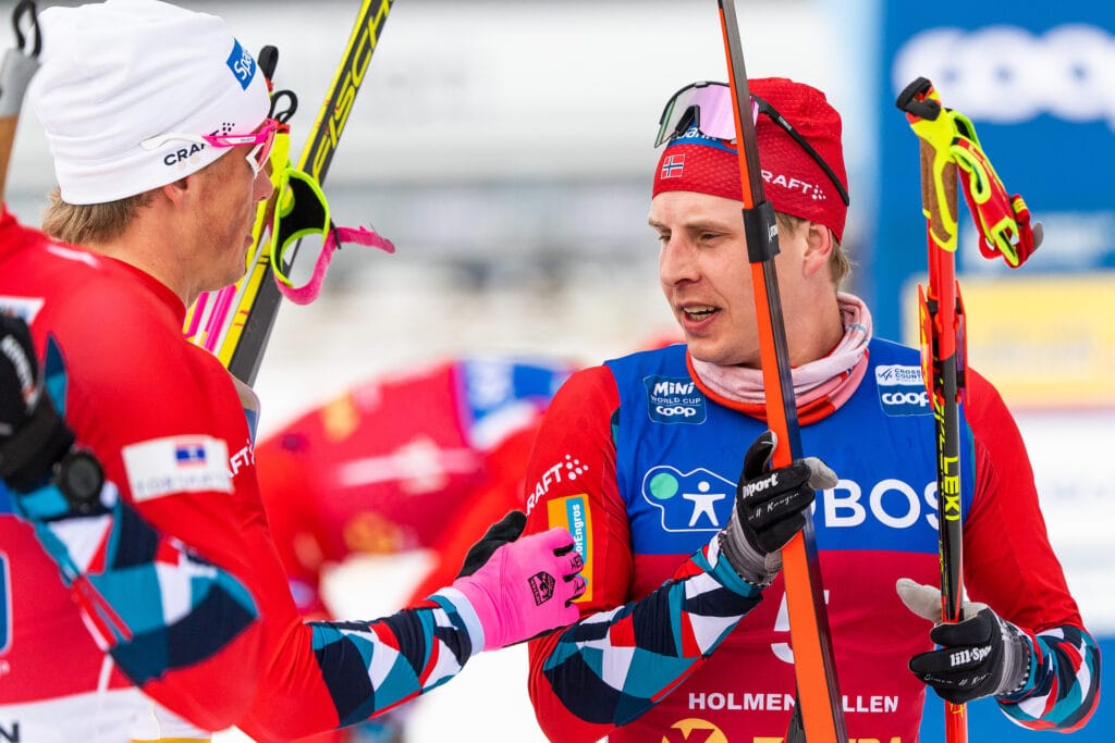 Johannes Høsflot Klæbo og Simen Hegstad Krüger 50 km F WC Holmenkollen 2023