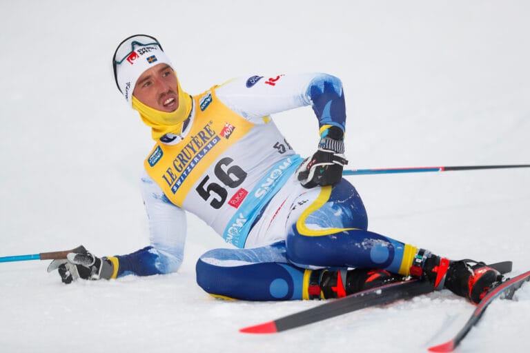 Calle Halfvarsson of Sweden competes in the Men's Cross Country Skiing 10 km Classic Technique start during the FIS Cross-Country World Cup on November 25, 2023 in Ruka.