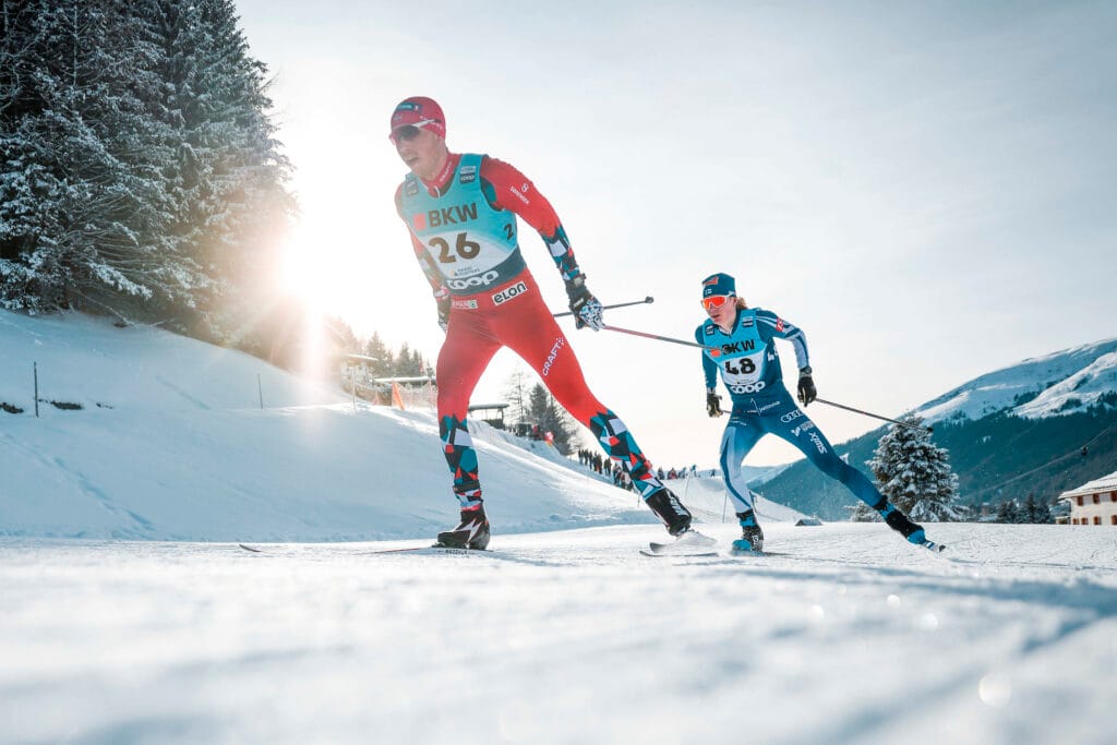 Henrik Dønnestad (NOR), Remi Lindholm (FIN), (l-r) - FIS world cup cross-country, 20km, Davos (SUI).