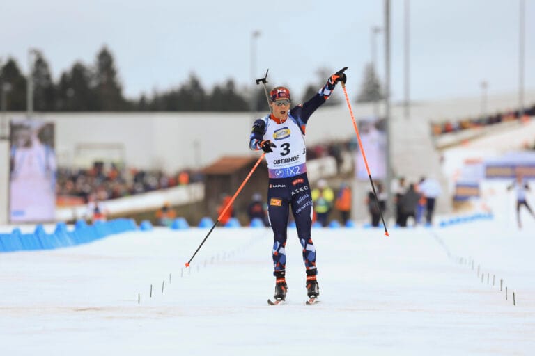 Rekrutten i egen klasse på jaktstarten i Oberhof