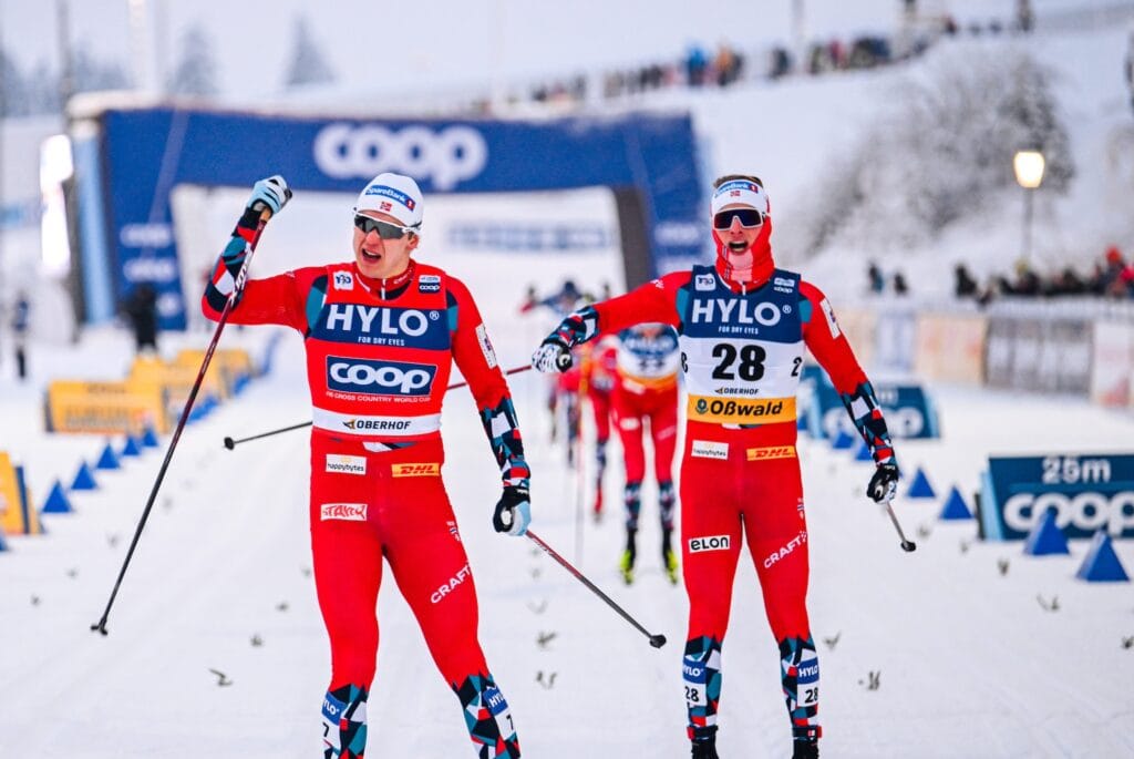 Erik Valnes (NOR), Ansgar Evensen (NOR), (l-r) - FIS world cup cross-country, individual sprint, Oberhof (GER).