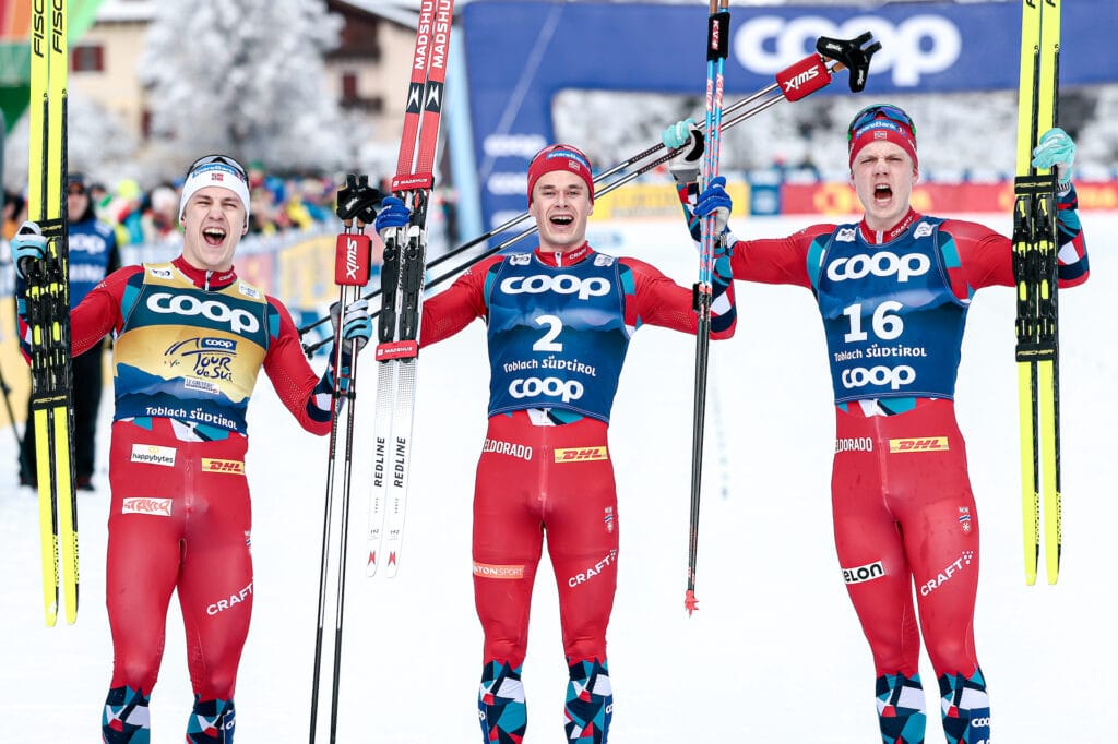 Erik Valnes, Harald Østberg Amundsen og Jan Thomas Jenssen - FIS world cup cross-country, tour de ski, pursuit, Toblach (ITA).