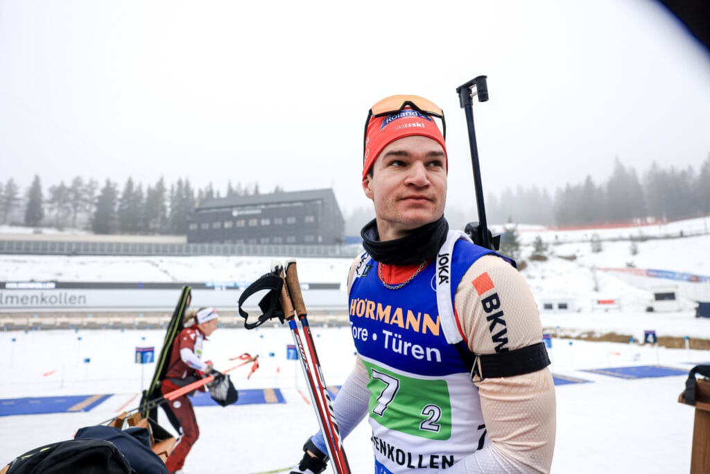 Niklas Hartweg (SUI) - IBU World Cup Biathlon, single mixed relay, Oslo (NOR). 