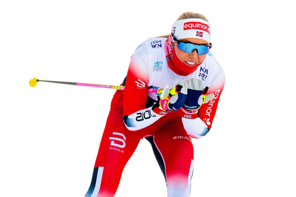 Marte Mæhlum Johansen of Norway competes in the women’s 5 km classic technique interval start during the Norwegian National Ski Championships on January 18, 2021 in Trondheim.