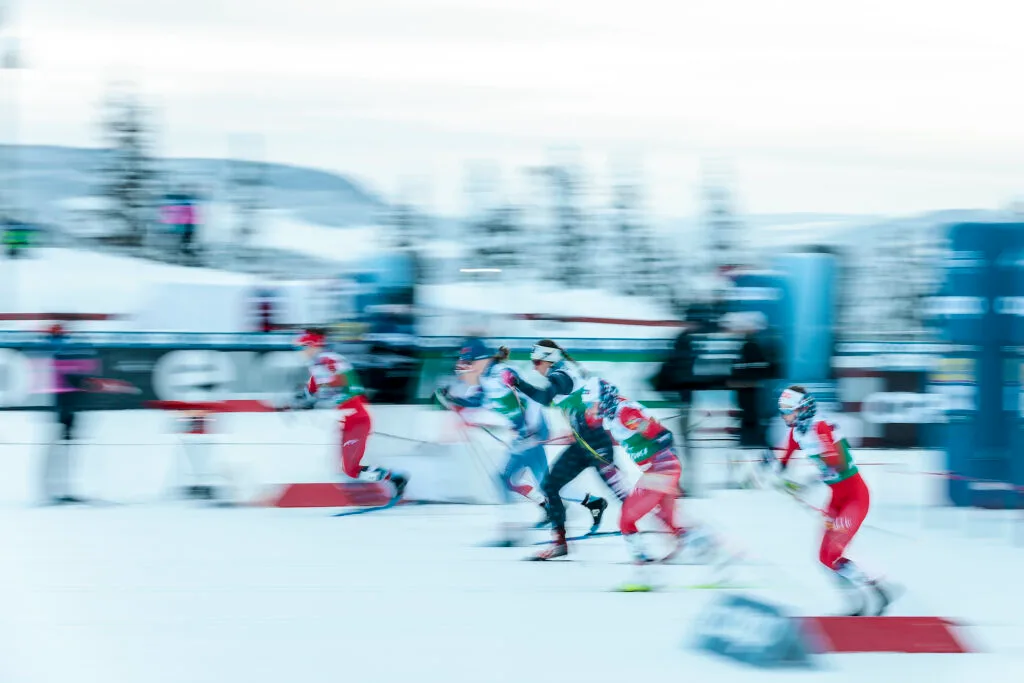 09.12.2022, Beitostolen, Norway (NOR): Ane Appelkvist Stenseth (NOR), Julie Myhre (NOR), Kristin Austgulen Fosnaes (NOR), Julia Kern (USA), Johanna Matintalo (FIN), (l-r) - FIS world cup cross-country, individual sprint, Beitostolen (NOR).