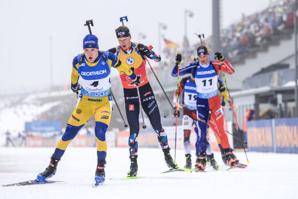 Sebastian Samuelsson (SWE), Johannes Thingnes Boe (NOR), Emilien Jacquelin (FRA), (l-r) - IBU World Championships Biathlon, mass men, Oberhof