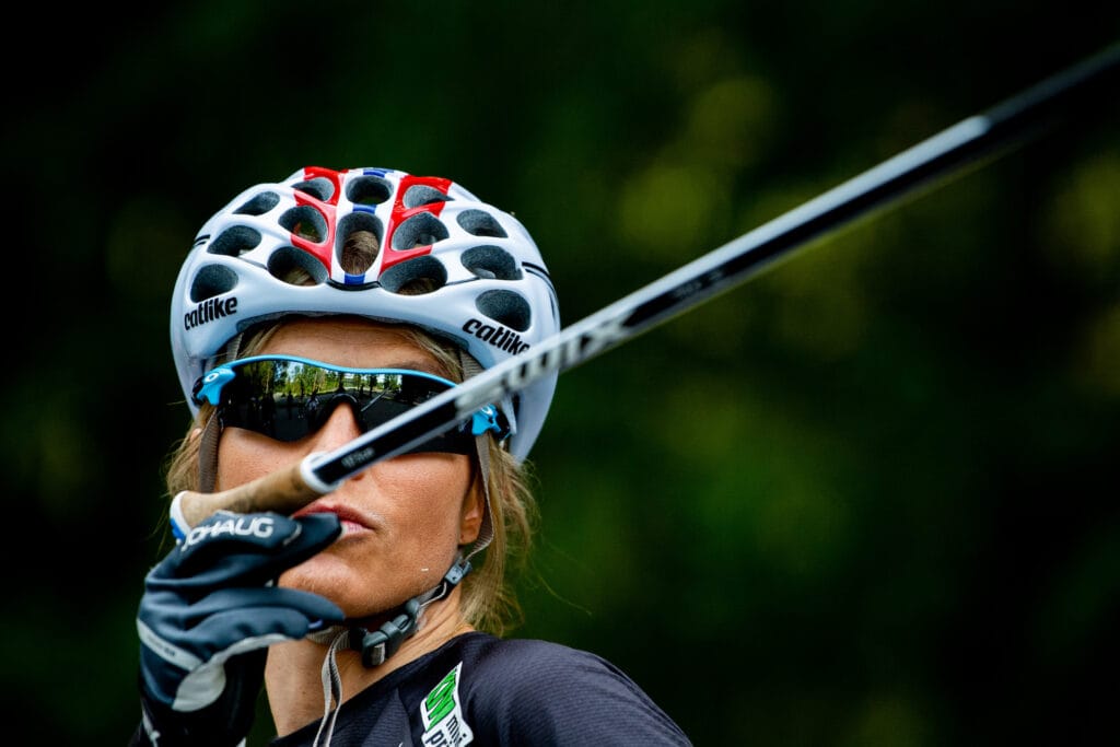 Therese Johaug of the Norwegian cross-country skiing team ahead of a training session on June 2, 2020 in Oslo.