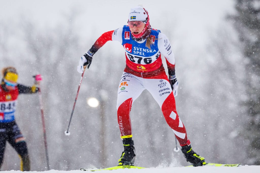 Ebba Andersson, Piteå Elit SK, tävlar i damernas 10 km fristil under Bruksvallsloppet den 24 november 2024 i Bruksvallarna.