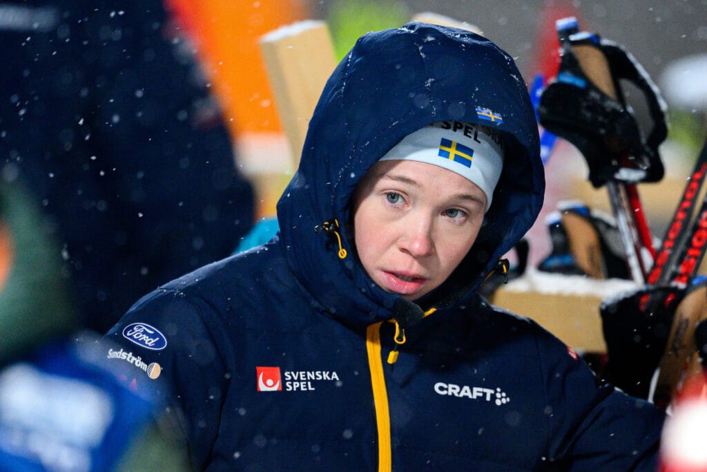 Jonna Sundling of Sweden after the women's free technique sprint semi final during the FIS Cross-Country World Cup on December 14, 2024 in Davos.