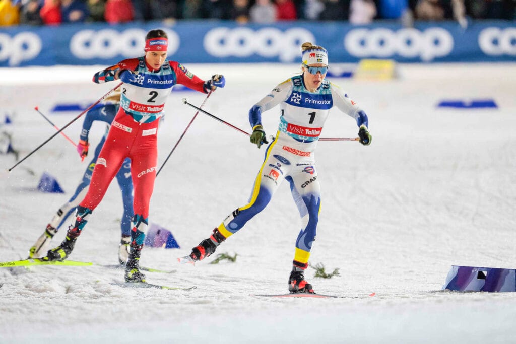 Kristine Stavaas Skistad (NOR), Jonna Sundling (SWE), (l-r)  - FIS world cup cross-country, individual sprint, Tallinn 2023
