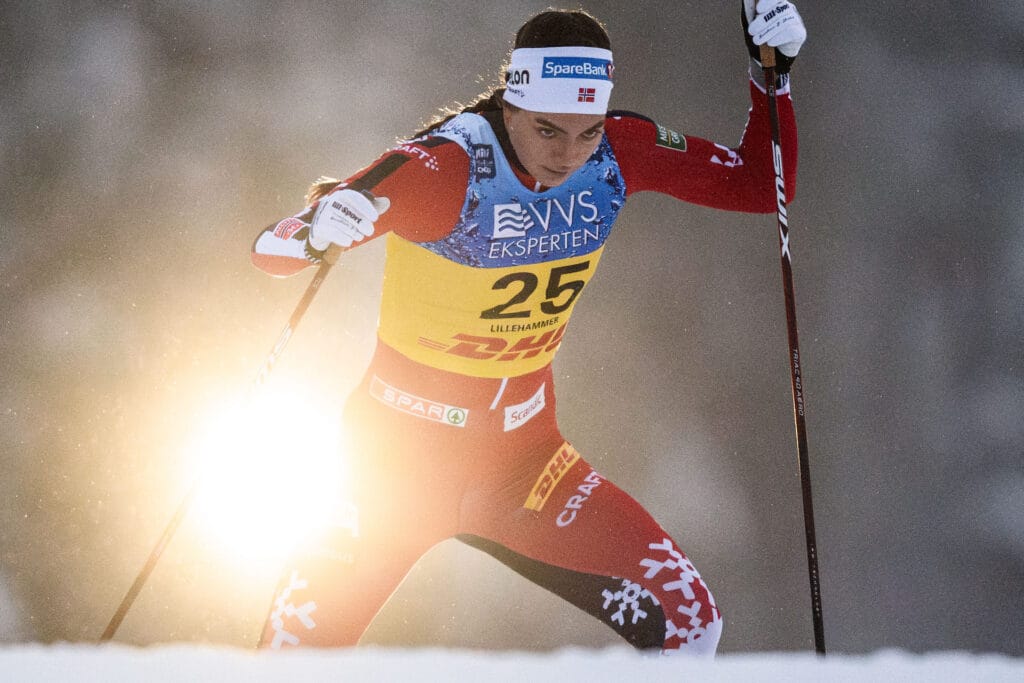 Kristine Stavås Skistad of Norway competes in women's sprint prologue during the FIS Cross-Country World Cup on December 7, 2024 in Lillehammer.
