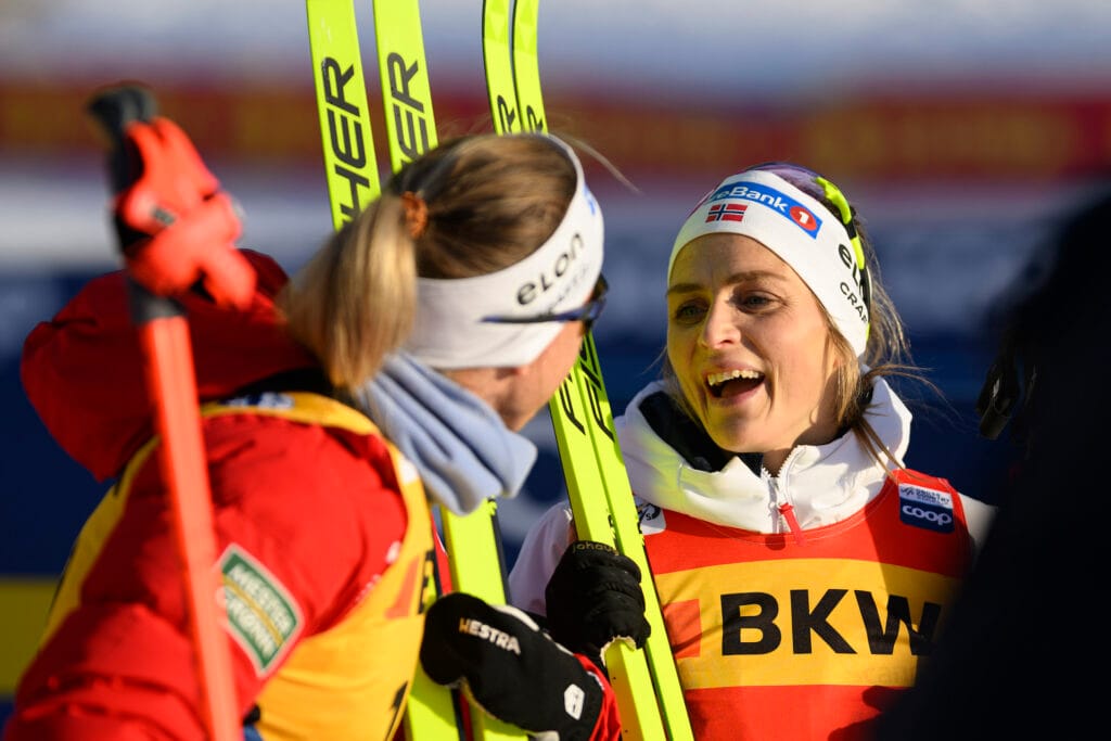 Therese Johaug of Norway after the women's cross-country skiing 20 km classic technique interval start during the FIS Cross-Country World Cup on December 15, 2024 in Davos.