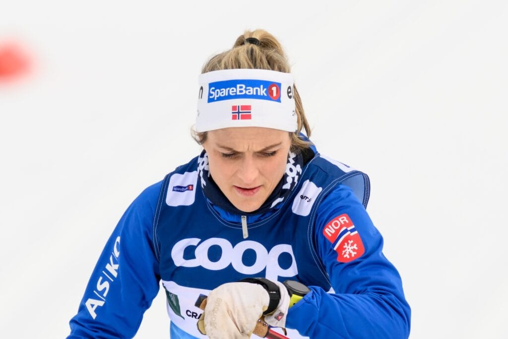250102 Therese Johaug of Norway at a training session during day 5 of Tour de Ski on January 2, 2025 in Tesero.
