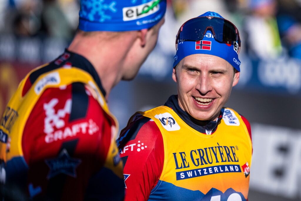 Simen Hegstad Kruger of Norway after competing the men's 20 km individual during day four of Tour de Ski on December 31, 2024 in Toblach.