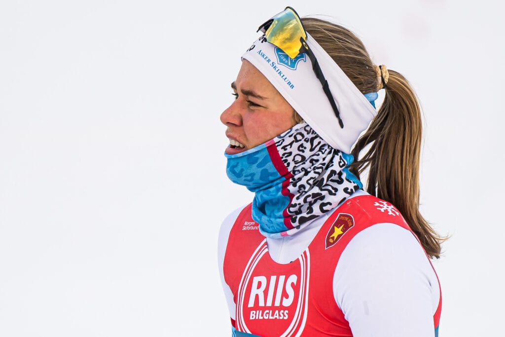 Elena Rise Johnsen of Norway looks dejected after the women’s cross-country skiing sprint semi-final during Beitosprinten 2024 on November 22, 2024 in Beitostølen.
