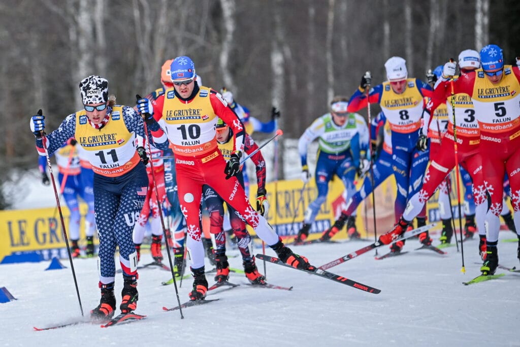 Gus Schumacher (USA) - FIS world cup cross-country, mass, Falun (SWE).