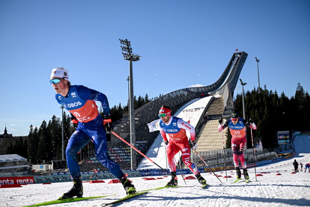 Einar Hedegart (NOR), Dominik Bury (POL), Naoto Baba (JPN), (l-r) - FIS world cup cross-country, 10km, Oslo (NOR).