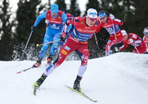 Johannes Hoesflot Klaebo (NOR) and Federico Pellegrino (ITA). Photo: GEPA pictures/ Harald Steiner © Bildbyrån