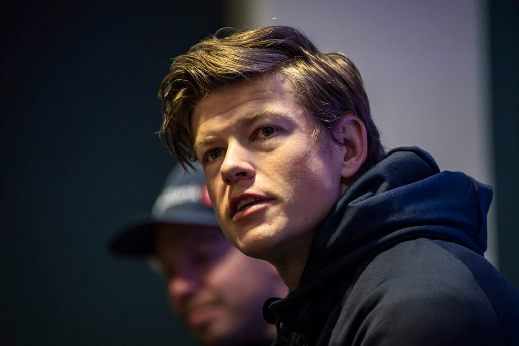 Johannes Høsflot Klæbo of the Norwegian national cross-country team at a press conference during day 6 of the 2025 FIS Nordic Ski World Championships on March 3, 2025 in Trondheim.