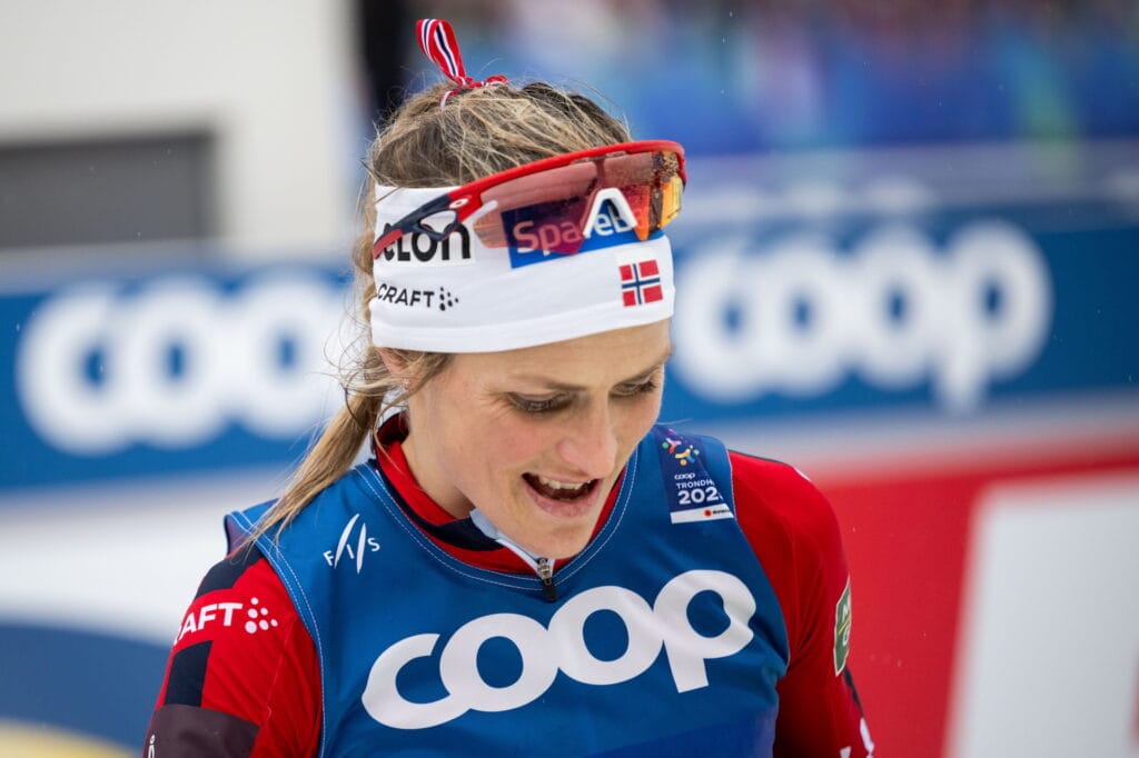 Therese Johaug of Norway looks dejected after the women's 20 km skiathlon during day 5 of the 2025 FIS Nordic Ski World Championships on March 2, 2025 in Trondheim. Photo: Maxim Thore / BILDBYRÅN