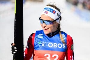 Therese Johaug of Norway after women’s 10 km Interval start free technique during the FIS Cross-Country World Cup on March 16, 2025 in Oslo.