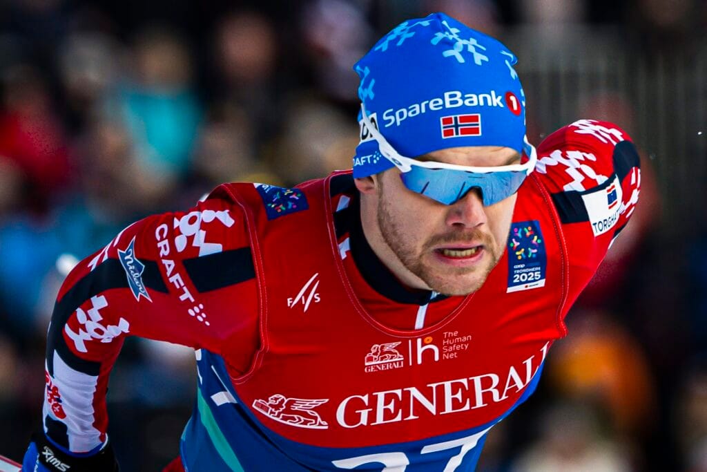 Håvard Solås Taugbøl of Norway competes in the men's free technique sprint prologue during day 2 of the 2025 FIS Nordic Ski World Championships on February 27, 2025 in Trondheim.