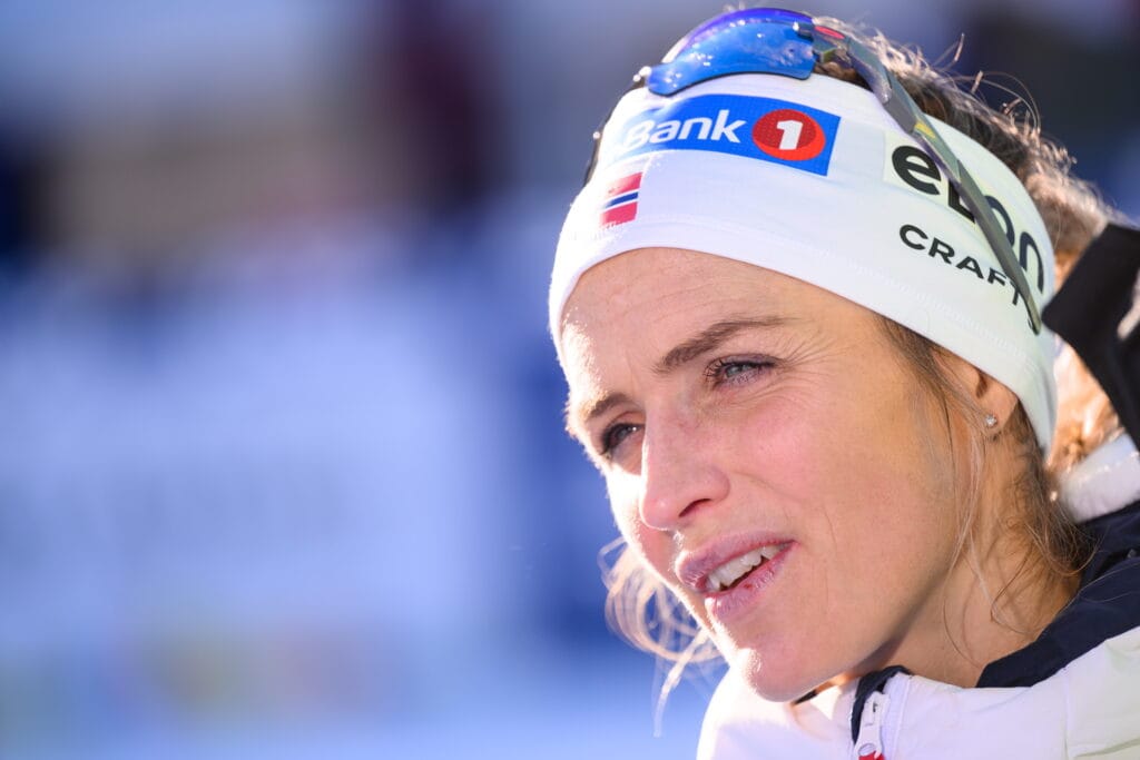 250101 Therese Johaug of Norway in the mixed zone after the Women's Cross Country Skiing 15 km Classic Technique Pursuit during day five of Tour de Ski on January 1, 2025 in Toblach.