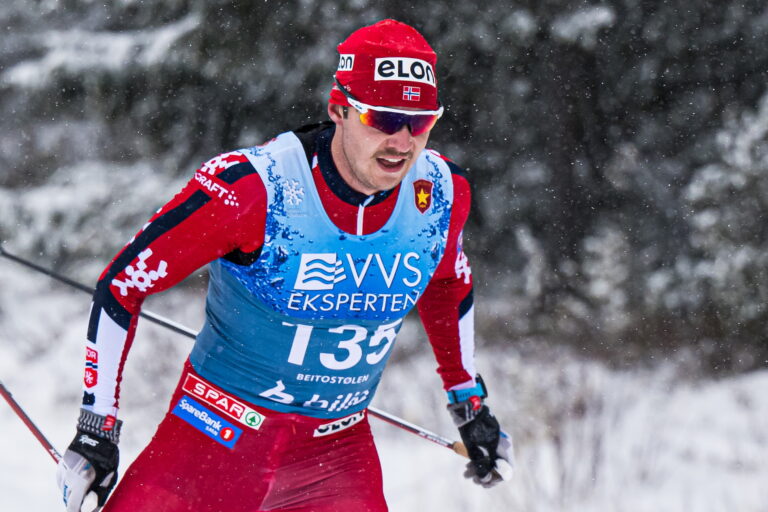 Casper Kvam Grindhagen of Norway competes in the men’s 10 km free technique interval start during Beitosprinten 2024 on November 24, 2024 in Beitostølen.