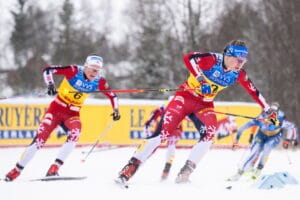 Hedda Østberg Amundsen of Norway competes in women's sprint quarter final during the FIS Cross-Country World Cup on December 7, 2024 in Lillehammer.