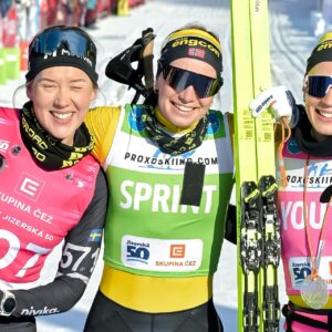 Jenny Larsson (SWE), Anikken Gjerde Alnaes (NOR), Hanna Lodin (SWE), (l-r) - Ski Classics Jizerska50 - Bedrichov (CZE).