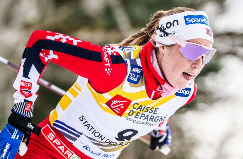 Karoline Simpson-Larsen of Norway competes in the women's 10 km interval start free technique during the FIS Cross-Country World Cup on January 17, 2025 in Les Rousses.