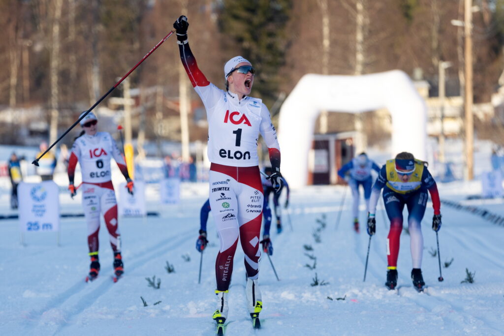 250118 Sofia Henriksson, Piteå Elit SK, under damernas sprint i Smart Energy Cup den 18 januari 2025 i Bergeforsen.