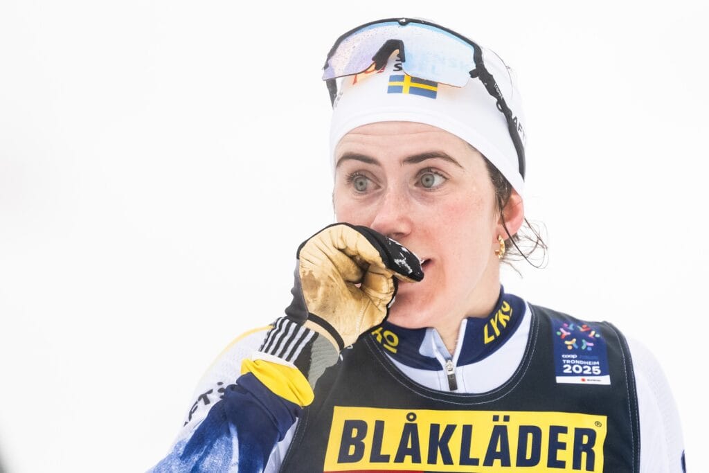Ebba Andersson of Sweden after competing in the women's classic technique interval start during day 7 of the 2025 FIS Nordic Ski World Championships on March 4, 2025 in Trondheim.