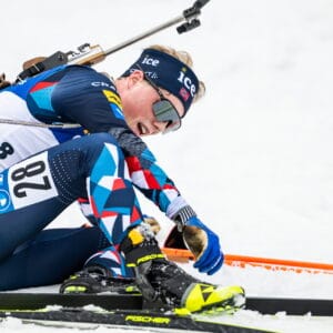Einar Hedegart of Norway after competing in men's 12,5 km biathlon pursuit during the IBU World Cup on March 18, 2023 in Oslo.