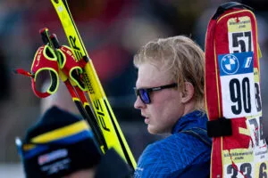 Emil Nykvist of Sweden after competing in Men's 20 km Individual Competition during the IBU World Championships on February 14, 2023 in Oberhof.