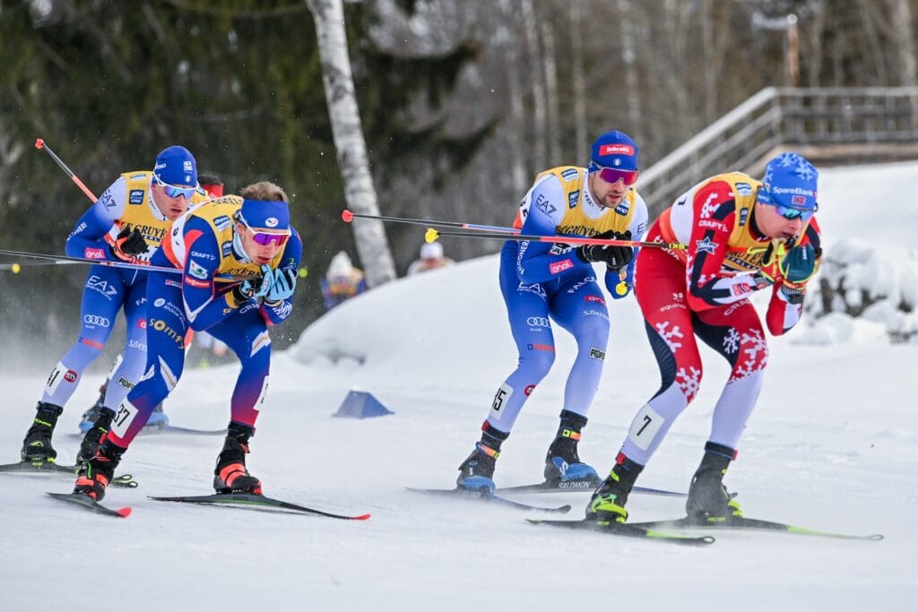 Victor Lovera (FRA), Federico Pellegrino (ITA), Andreas Fjorden Ree (NOR), (l-r) - FIS world cup cross-country, mass, Falun (SWE).