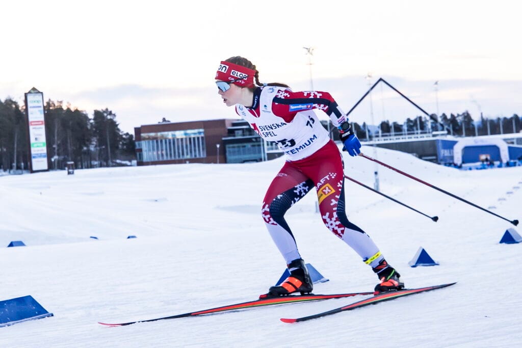 250111 Marte Skaanes, Strindheim Il, tävlar i damernas sprint prolog under Smart Energy Cup Skandinavisk Cup den 11 januari 2025 i Falun.