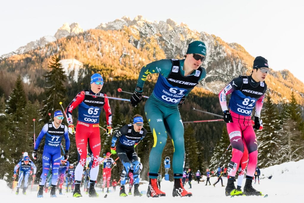 Seve de Campo of Australia competes in the Men's Cross Country Skiing 15 km Classic Mass start during day two of Tour de Ski on December 29, 2024 in Toblach.