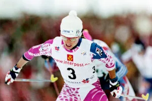 Stefania Belmondo under 10-kilometeren i VM 1997 i Trondheim. Foto: BILDBYRÅN
