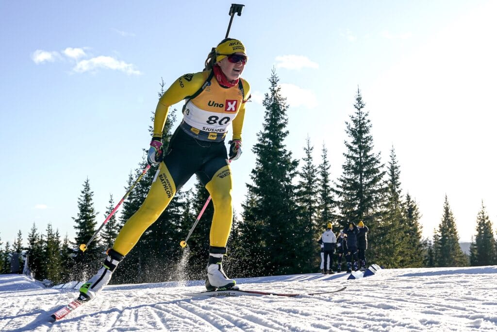Ved inngangen til fjorårssesong var Eline Grue spent på hvordan det ville slå ut å bytte ut fulltids satsing med fulltids studier. Fasiten skulle vise seg å bli en massiv opptur. Foto: Nordnes/NordicFocus