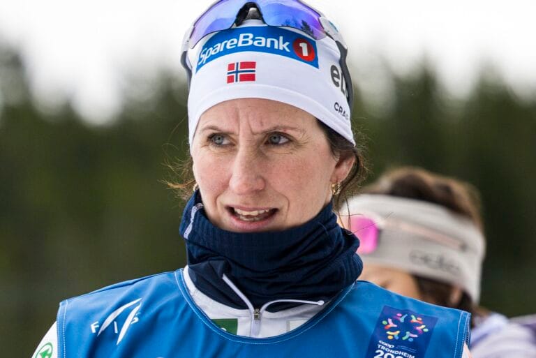 Coach Marit Bjørgen of the Norwegian national cross country team during a training session on day 1 of the 2025 FIS Nordic Ski World Championships on February 26, 2025 in Trondheim.