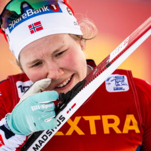 Helene Marie Fossesholm of Norway after competing in the women's 20 km individual during day four of Tour de Ski on December 31, 2024 in Toblach. Photo: Carl Sandin / BILDBYRÅN