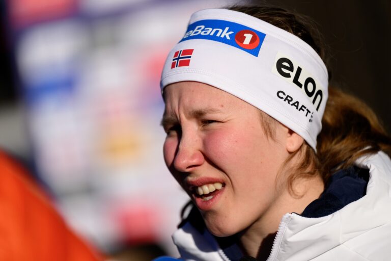 241230 Helene Marie Fossesholm at a press event with team Norway during day three of Tour de Ski on December 30, 2024 in Toblach.