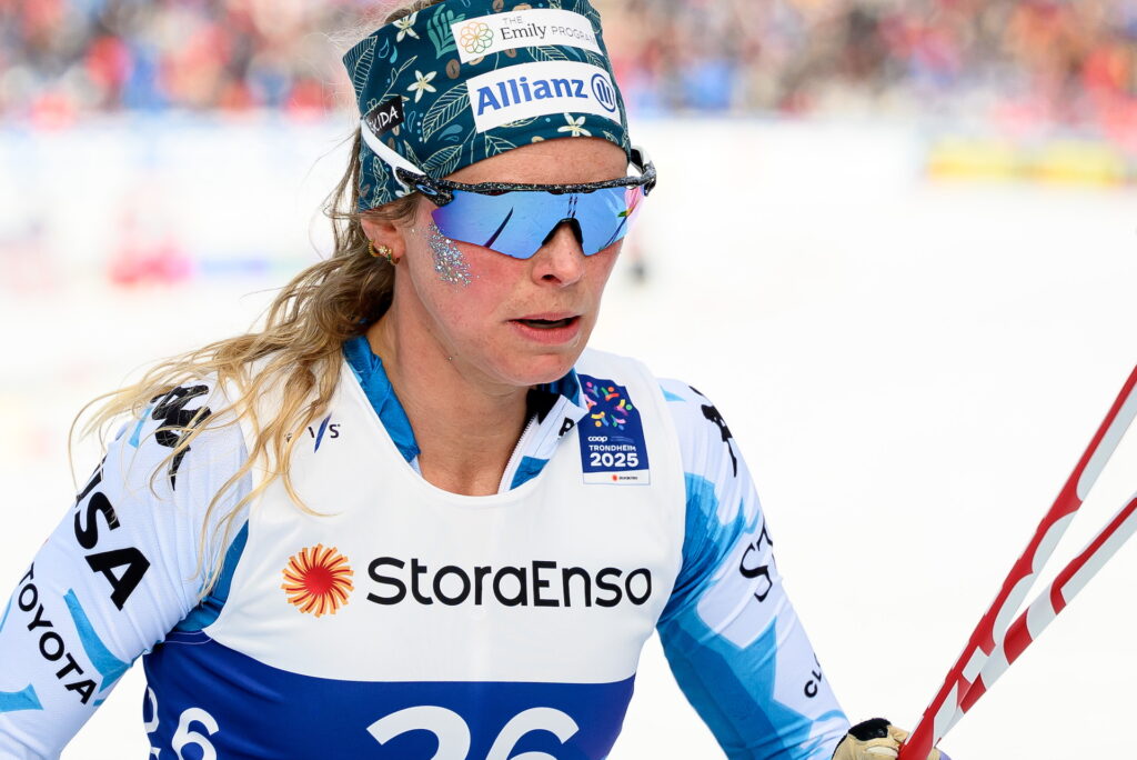 Jessie Diggins of United States after competing in the women's free technique sprint quarter final during day 2 of the 2025 FIS Nordic Ski World Championships on February 27, 2025 in Trondheim. 
Foto: Maxim Thore / BILDBYRÅN