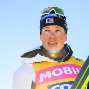 ohannes Høsflot Klæbo of Norway after the Men's Sprint final during the FIS Cross-Country World Cup on February 14, 2025 in Falun.