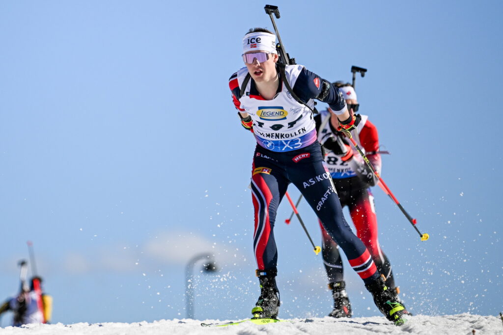Kasper Kalkenberg under verdenscupsprinten i Holmenkollen i mars.  Foto: Authamayou/NordicFocus.